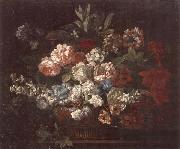 unknow artist Still life of various flowers,in a wicker basket,upon a stone ledge china oil painting artist